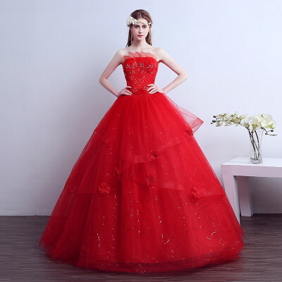 

Elegant Wedding Dress Strapless Ball Gown Luxury Lace Embroidery Diamond Wedding Dresses Plus Size Bridal Gowns