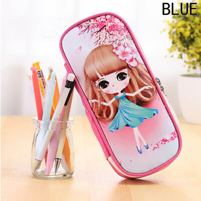 

New Year Gift Pu Leather Flower Girls Portable Lace Pencil Case Kids Cute Large Capacity Pen Bag