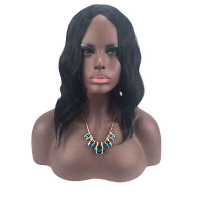 

Women Short Wavy Black Wig Shoulder Length Curly High Temperature Fiber Daily Costume Fake Hair