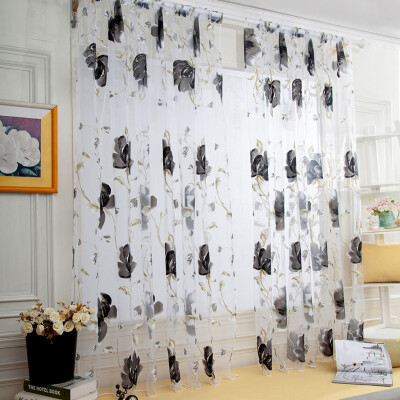 

Gobestart 1 PCS Vines Leaves Tulle Door Window Curtain Drape Panel Sheer Scarf Valances