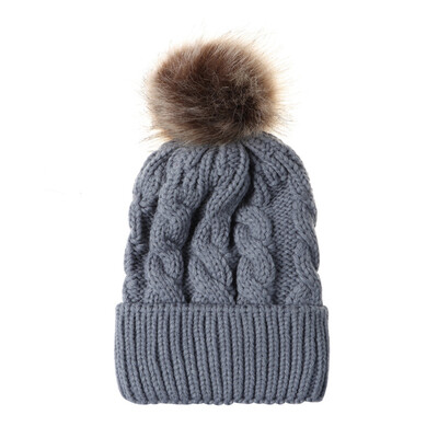 

Winter Warm Women Knitted Crochet Wool Hat Hair Ball Earmuffs Caps Infant Toddler Kid Cute Hairball Beanie Cap