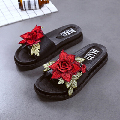 

Rose Summer Womens Flat Non-Slip Sandals Slip On Sandals Ladies Shoes Beach Slippers