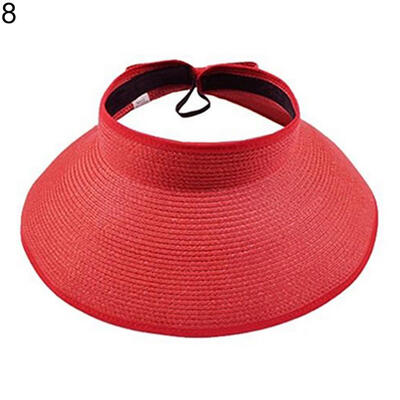

Womens Summer Wide Brim Roll Up Foldable Sun Beach Straw Braid Visor Sun Hat