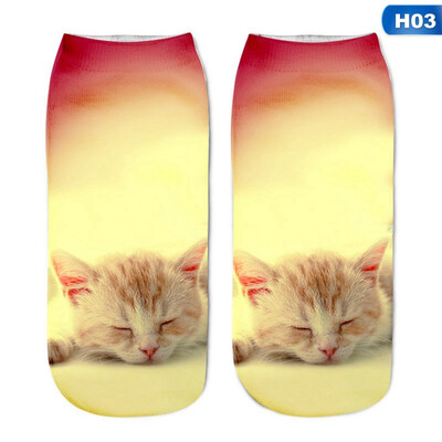 

Christmas Funny Girls Casual Socks 3D Cute Cat Printed Short Socks