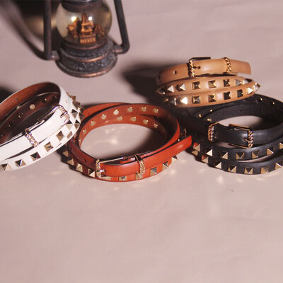 

Summer rivet ladies belt leather trend wild thin belt decorative belt belt belt