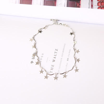 

2017 Korean exquisite fashion jewelry simple five-pointed star lock chain short paragraph wave collar necklace wholesale