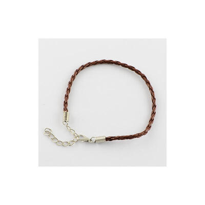 

Trendy Braided Imitation Leather Bracelet Making with Iron Lobster Claw Clasps&End Chains Sienna 200x3mm