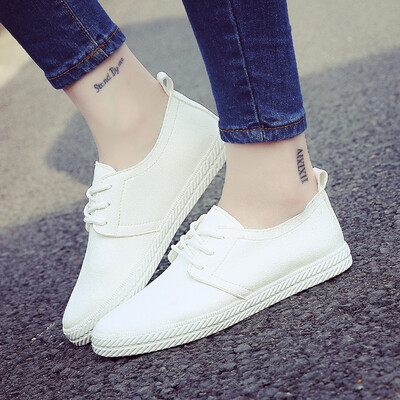 

2018 spring&summer new breathable small white shoes womens shoes Korean-style plimsolls casual flat-bottom empty white sh