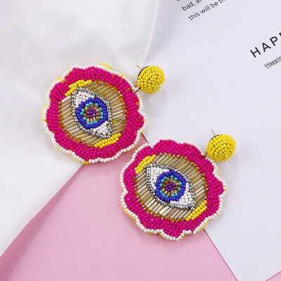

Flashbuy Korean Style Beads Geometric Drop Earrings For Women Eyes Pattern Earrings Simple Trend Fashion Jewelry Earrings