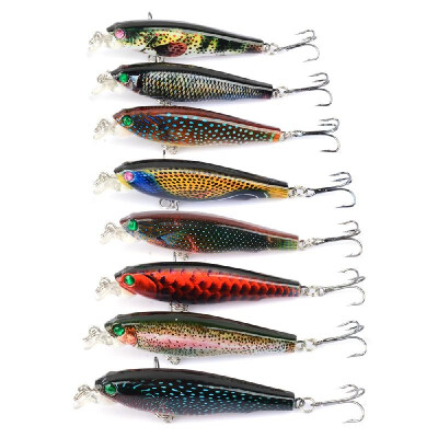 

8PCS Fishing Lures Set 45cm 88g Mini VIB Fishing Lures with Treble Hooks 3D Eyes Lifelike Fishing Bait Artificial Hard Bait Lur