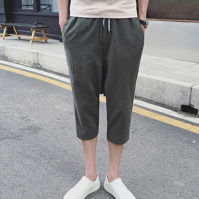 

Tailored Mens New Summer Fashion Leisure Flax Loose Hallen Calf-Length Shorts Pants