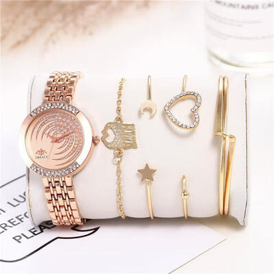 

New Design Women Watches Set Creative Stainless Steel Quartz Wristwatch Luxury Diamond Watche Ladies Elegant Busines Clock Gold