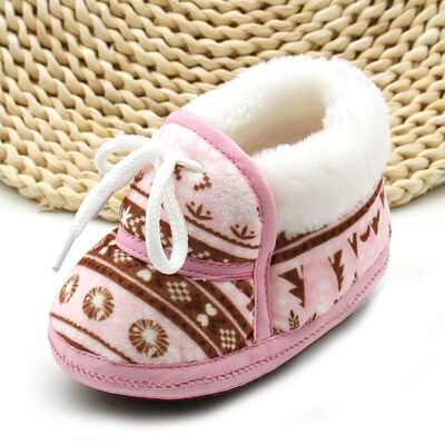 

Cute Baby Shoes Spring Warm Soft Baby Retro Printing Shoes Cotton Padded Infant Baby Boys Girls Soft Boots 6-12M