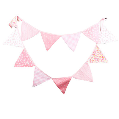 

12 Flags 32m Pink Cotton Party Wedding Pennant Bunting Banner Decor