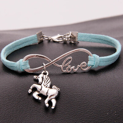

Womens Girls Unicorn Bracelet Leather Infinity Love Jewellery Christmas Gifts UK