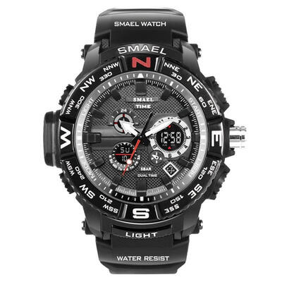 

Men Sport Watches SMAEL Brand Dual Display Watch Men LED Digital Analog Electronic Quartz Watches 30M Waterproof Male Cl