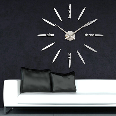 

〖Follure〗Modern Large 3D DIY Mirror Surface Art Wall Clock Sticker Home Office Room Decor