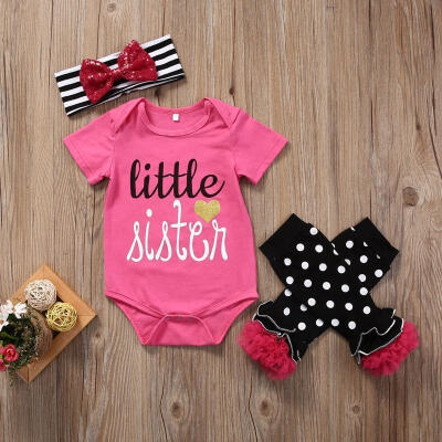 

3PCS Newborn Baby Girls Kid Little Sister Romper Leggings Outfit Set Clothes