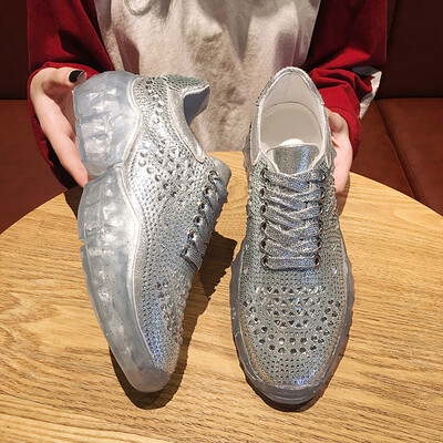 

Leisure Joker Torre shoes women fall Korean fashion rhinestone personality thick bottom red sneakers tide