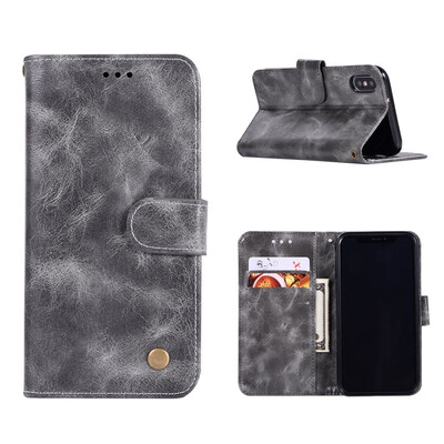 

MOONCASE Samsung Galaxy J6 Premium Vintage Leather Case - Grey