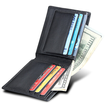

Men Short Genuine Leather Cowhide Wallet Fashion Card Holder Coin Money Male Purse 8008