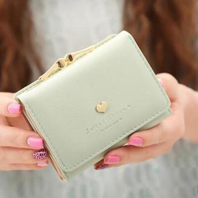 

Short Section Ladies Purse PU Leather Mini Envelope Wallet Small Clutch Triple Folding Female Card Holder Wallet