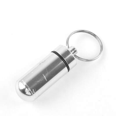 

Key Chain Medicine Pill Bottle Box Aluminum Storage Case Medicine Container