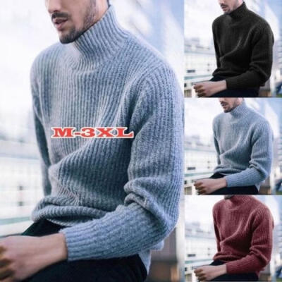 

Men Winter Knit Turtleneck Coat Warm Round Neck Knitwear Jumper Sweater Pullover Top -3XL