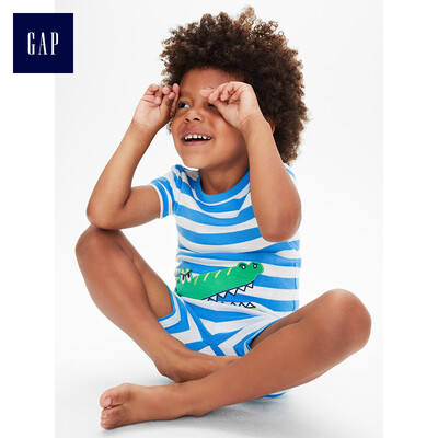 

GAP flagship store male&female crocodile pattern soft short-sleeved underwear set home service 295331 sky blue 3YRS