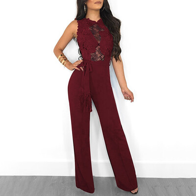 

Starmoon Ladies Sexy Sleeveless Party Evening Lace Playsuit Ladies Pants Jumpsuit BKL