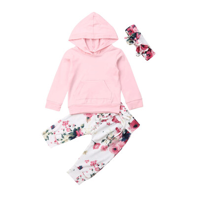 

Newborn Baby Girls Autumn Clothes Tops Floral Trousers 3Pcs Outfit Set