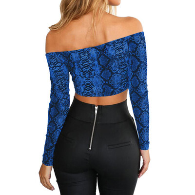 

Casual Slash Neck Loose TOPS Summer Shirt Women Sexy Long Flare Sleeve Fashion Leopard Print sexy Off Shoulder Top