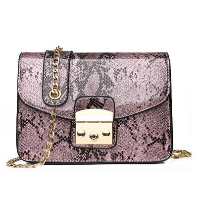 

Glossy Snake Print Shoulder Handbags PU Leather Women Chain Crossbody Bags