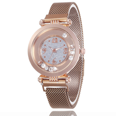 

Iron magnet watch strap creative heart-shaped digital watch simple diamond star lady watch