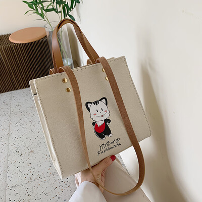 

Qiao Bani 2019 new South Korea Dongdaemun fashion print shopping bag Tote bag hand shoulder shoulder diagonal handbag