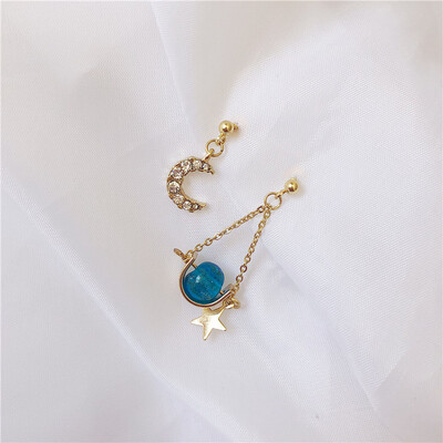 

Aretes de mujer modernos 2018 new design star moon pendant earrings fashion wild minimalist jewelry Korean earrings for women
