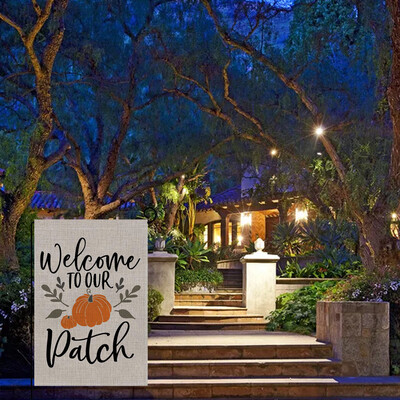 

〖Follure〗Welcomes To Our Pumpkin Sticker Autumn Small Garden Flag Vertical Double