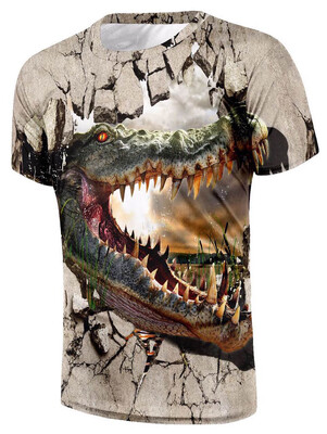

3D Dinosaur Printed Short Sleeves T-shirt