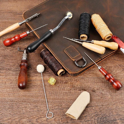 

27Pcs Leather Working Tools Kit Set Hand Sewing Craft Supplies Stitching Groover Awl