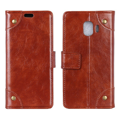 

MOONCASE Samsung Galaxy J2 Pro 2018 copper buckle nappa leather case - brown