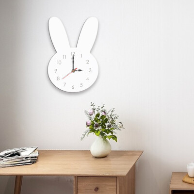 

Gobestart Nordic Style Rabbit Wall Clock Silent Wooden Clock for Home Living Room