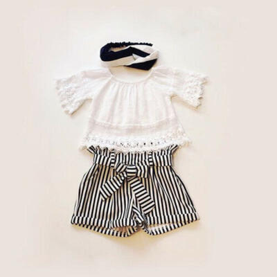 

US Toddler Kids Baby Girls Summer Clothes Solid Tops Shorts Pants 2PCS Outfits