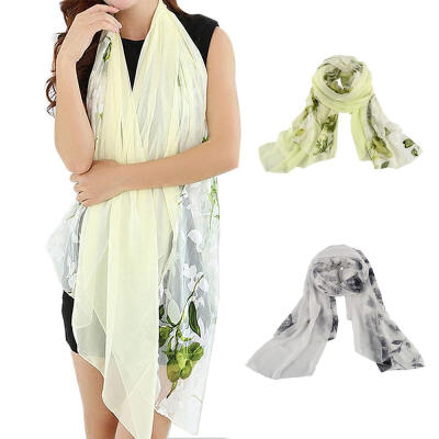 

Elegant Soft Emulation Silk Flower Print Large Stole Women Scarf Wrap Shawl