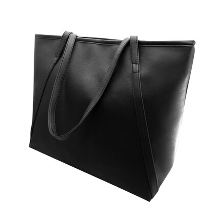 

Women Faux Leather Handbag Solid Color Tote Bag Zipper Big Fashion Shoulder Bag