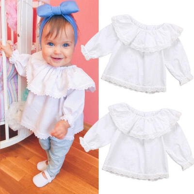 

Newborn Baby Girls Lace Off Shoulder Long Sleeve Tops T-shirts Clothes 0-2T