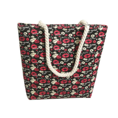 

Travel Shopping Lips Letter Print Casual Canvas Women Tote Handbag Shoulder Bag