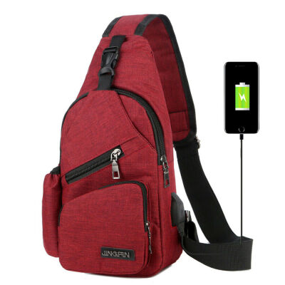 

Men Women Shoulder Bag Sling Chest Pack USB Charging Sports Crossbody Handbag