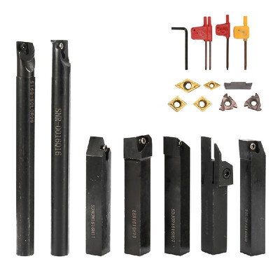 

16mm Shank 7PCS With Carbide Insert Wrench DIY Set Metal Steel Lathe Boring Bar Holder Turning Tool