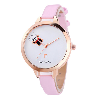 

Temperament Womens Watches Simple Pattern Dial Ladies Fashion Quartz Wristwatch Golden border Clock Casual Gift Reloj Mujer