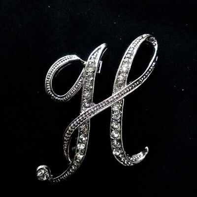 

Alphabet Style Rhinestone Crystal English Letters Bridal 1 pc Bouquet Brooch Pin